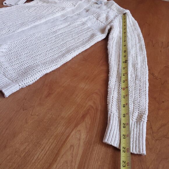 Vintage LL Bean Cardigan Sweater Womens XS Open Front Cream Oatmeal Chunky Knit - Picture 10 of 11